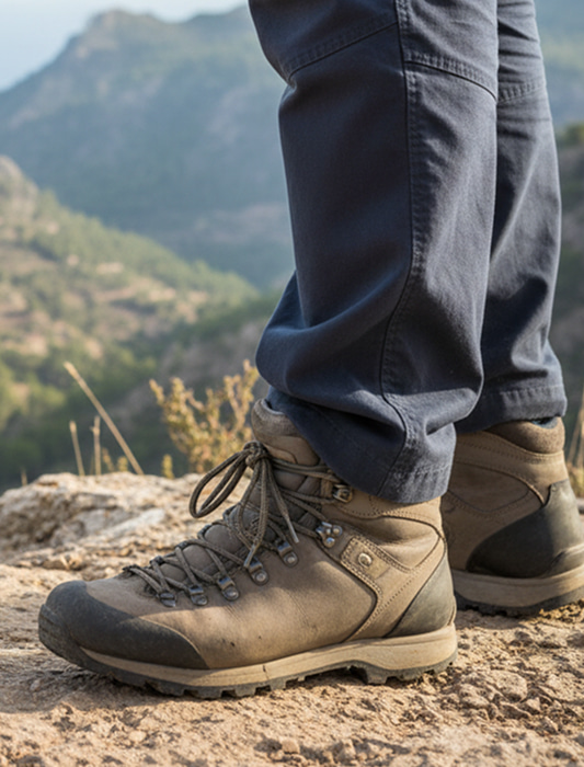Detalle de unas botas de montaña
