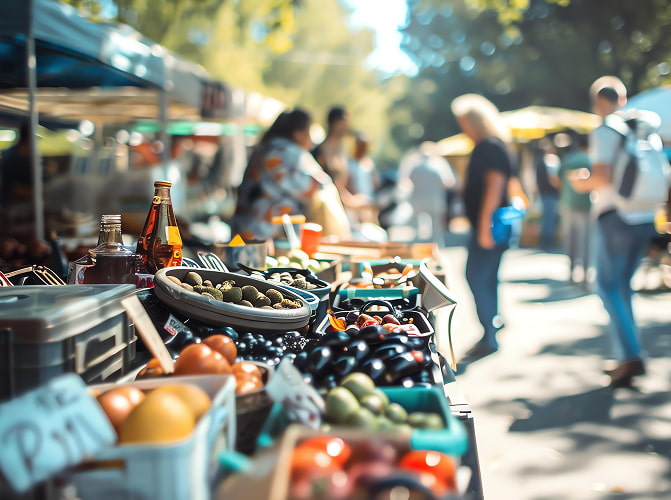 Boulevard mit Marktständen