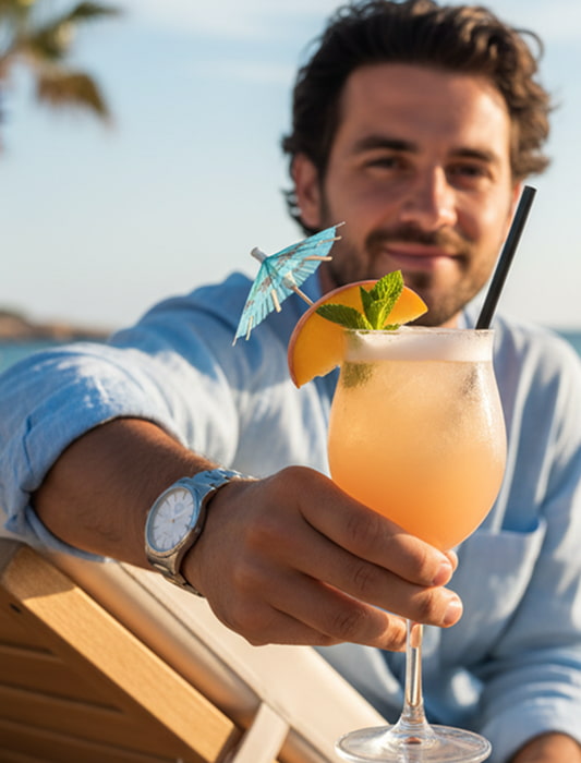 Chico con una copa en la mano